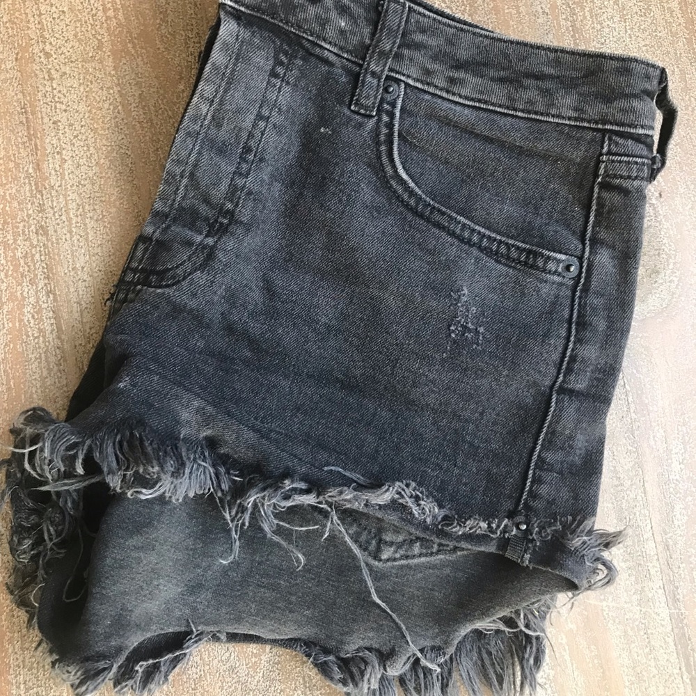 High rise black cut offs